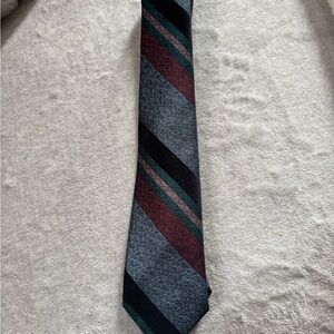 Classic Striped Tie in Black, Gray, and Burgundy